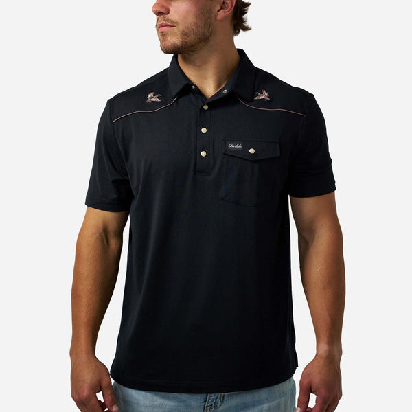 Pearl Snap Performance Polo - Mallards - Black – BURLEBO