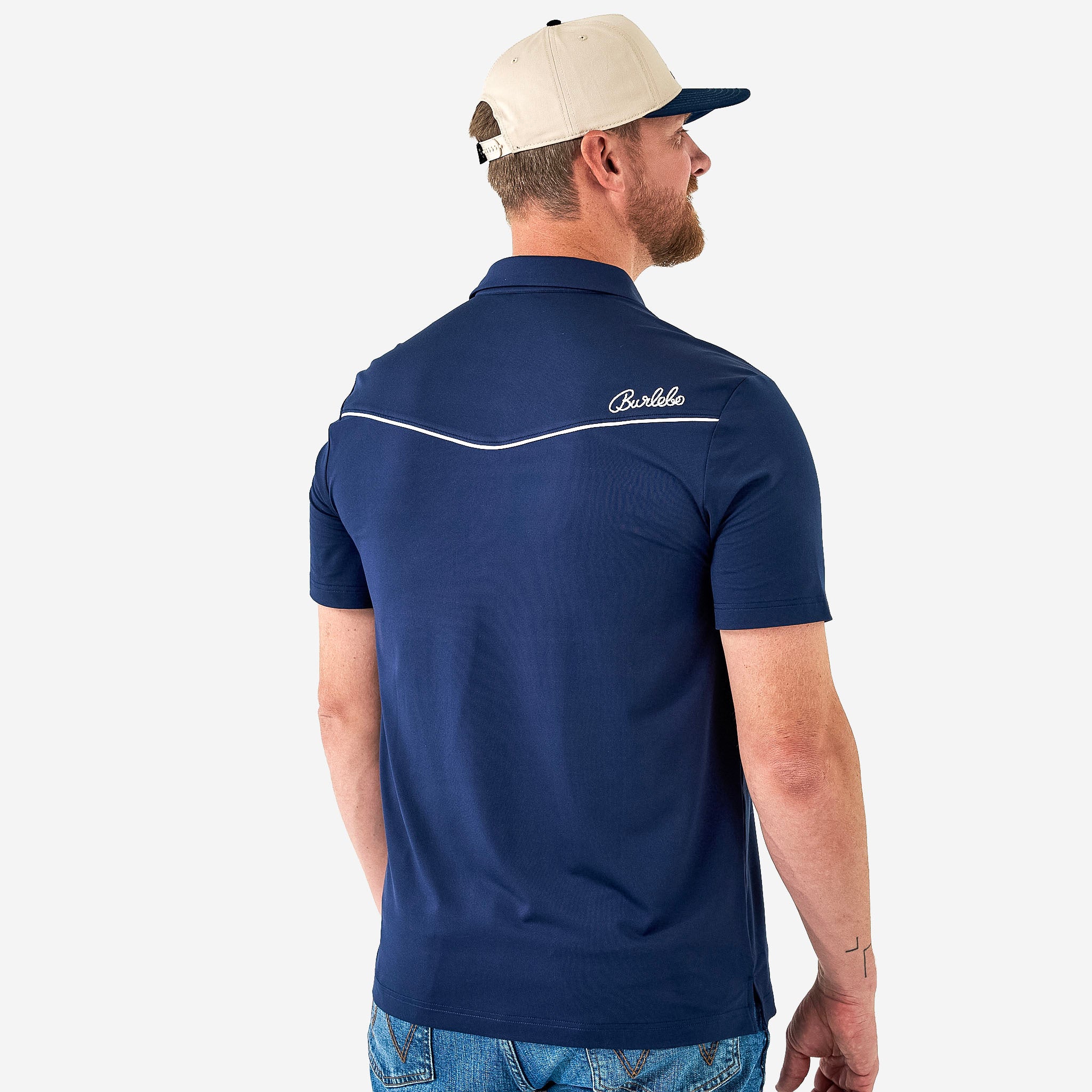 Pearl Snap Performance Polo - Navy – BURLEBO