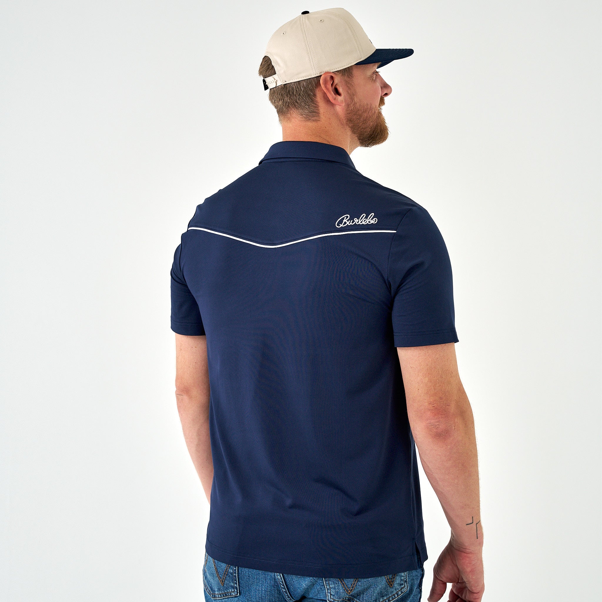 Pearl Snap Performance Polo - Navy – BURLEBO
