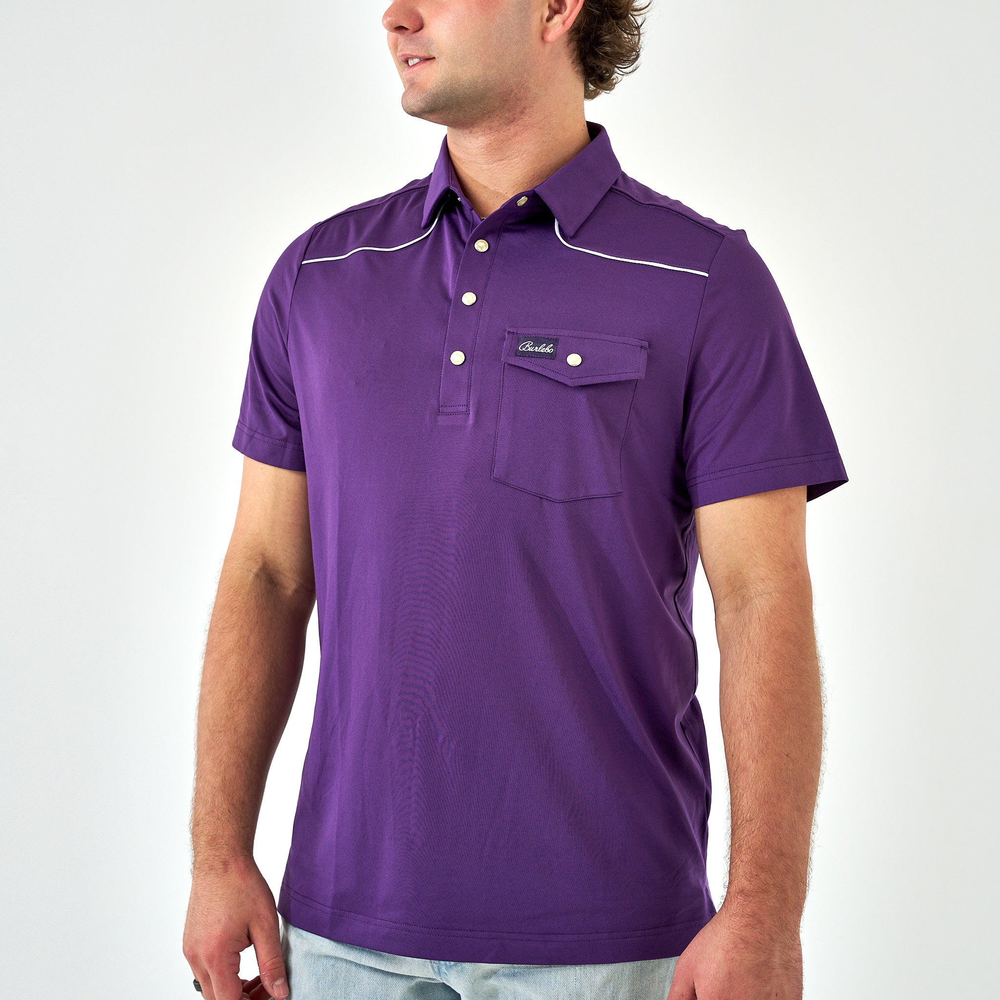 Pearl Snap Performance Polo - Purple – BURLEBO