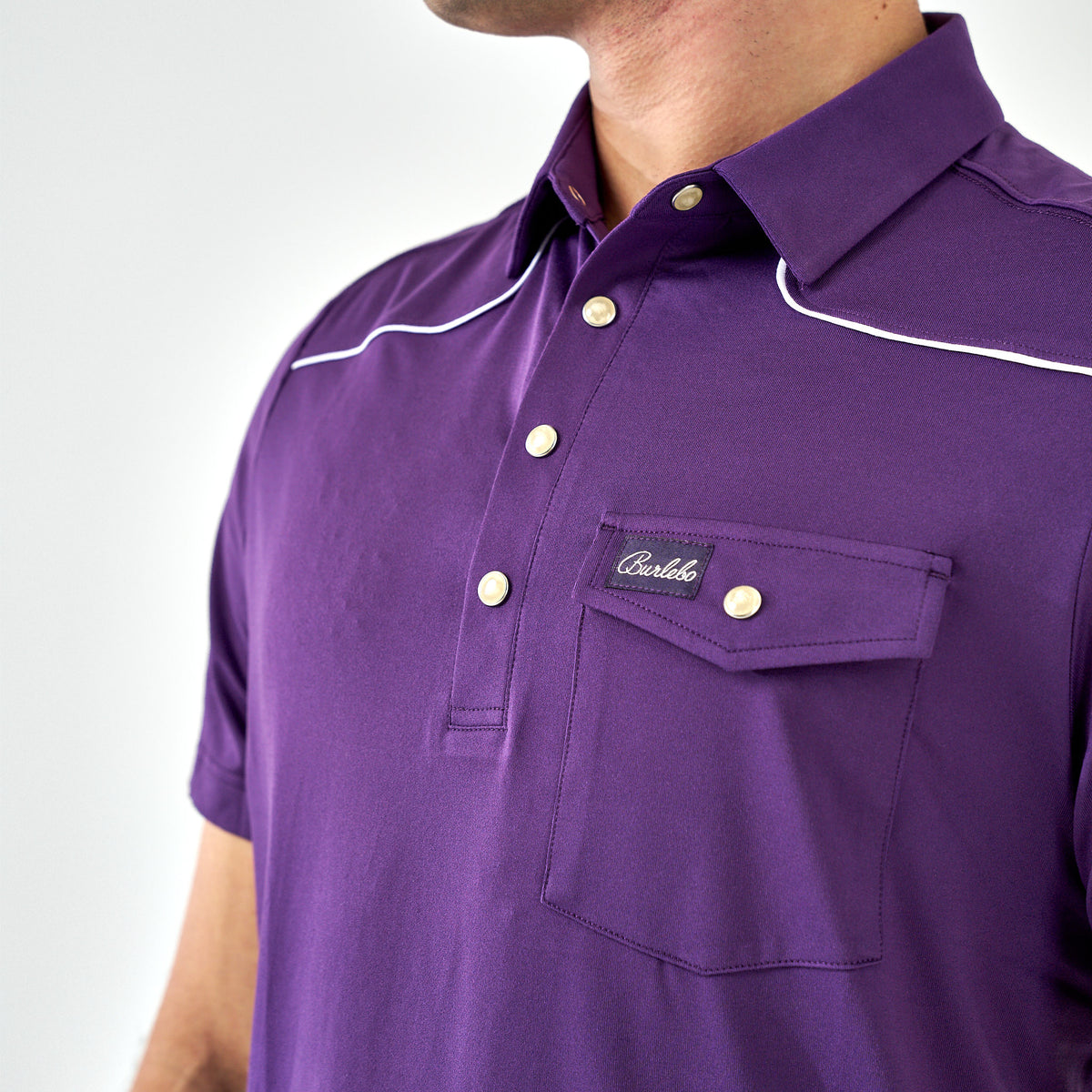Pearl Snap Performance Polo - Purple