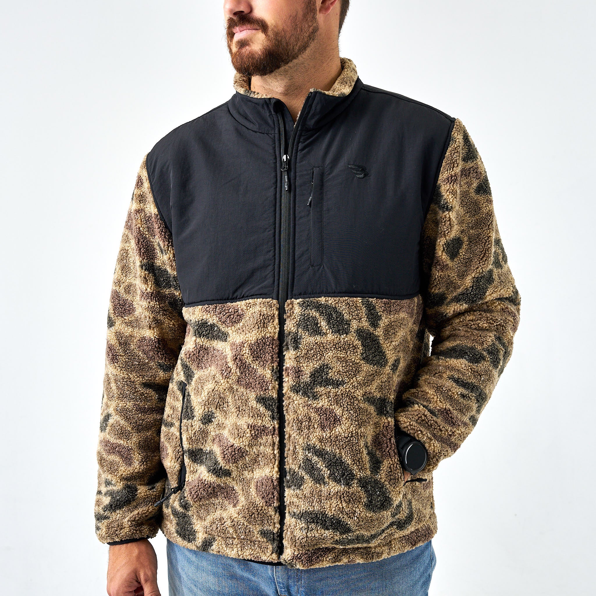 Rocky Mountain Camo Full Zip Sherpa Jacket | BURLEBO