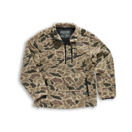 Camouflage pullover with brand logo on a white background