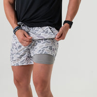 Athletic Short - White Camo - Grey Liner