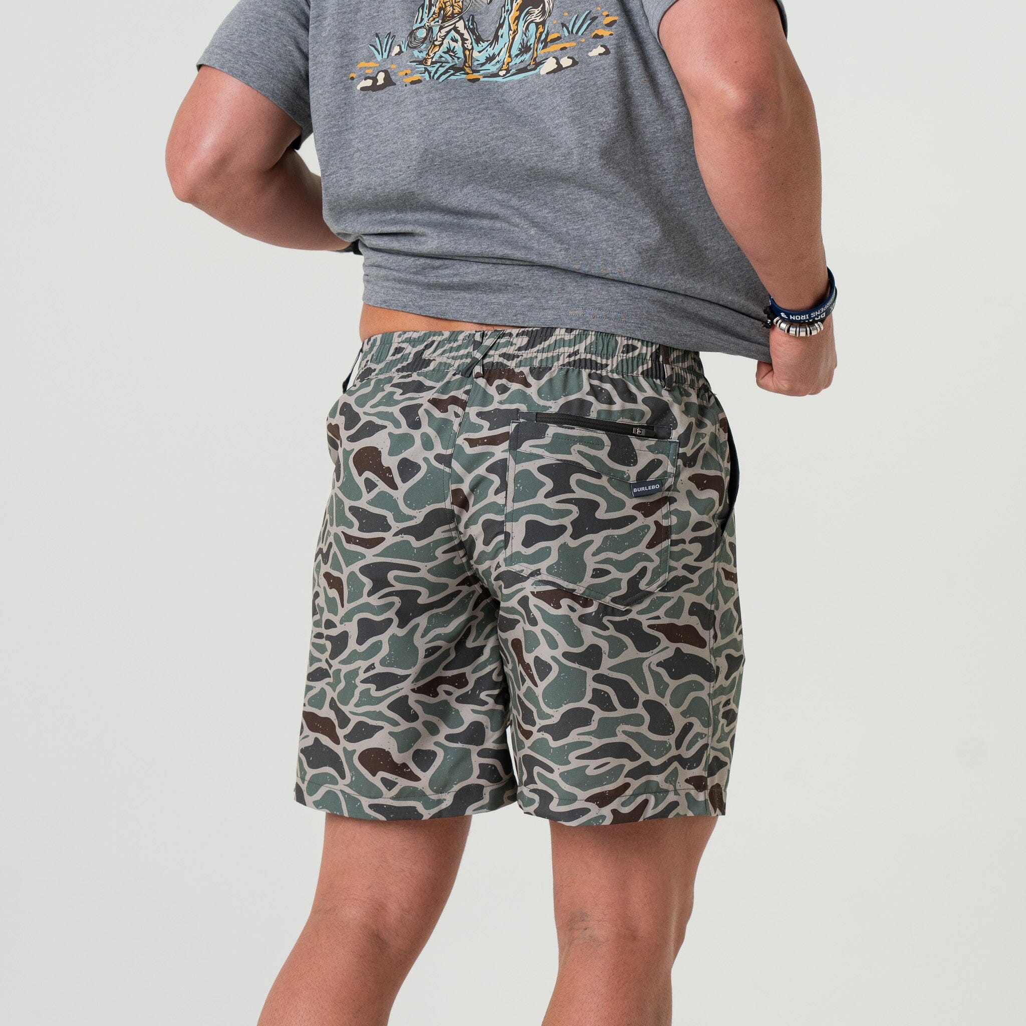 Burlebo Men's River Rock Gray XX-Large Everyday Shorts - Athletic Fit With Deer Pockets