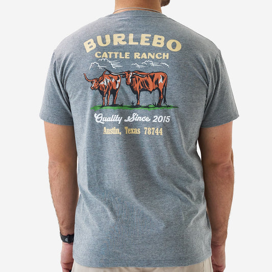 Short Sleeve Tee - BURLEBO Cattle Ranch - Dark Heather Grey