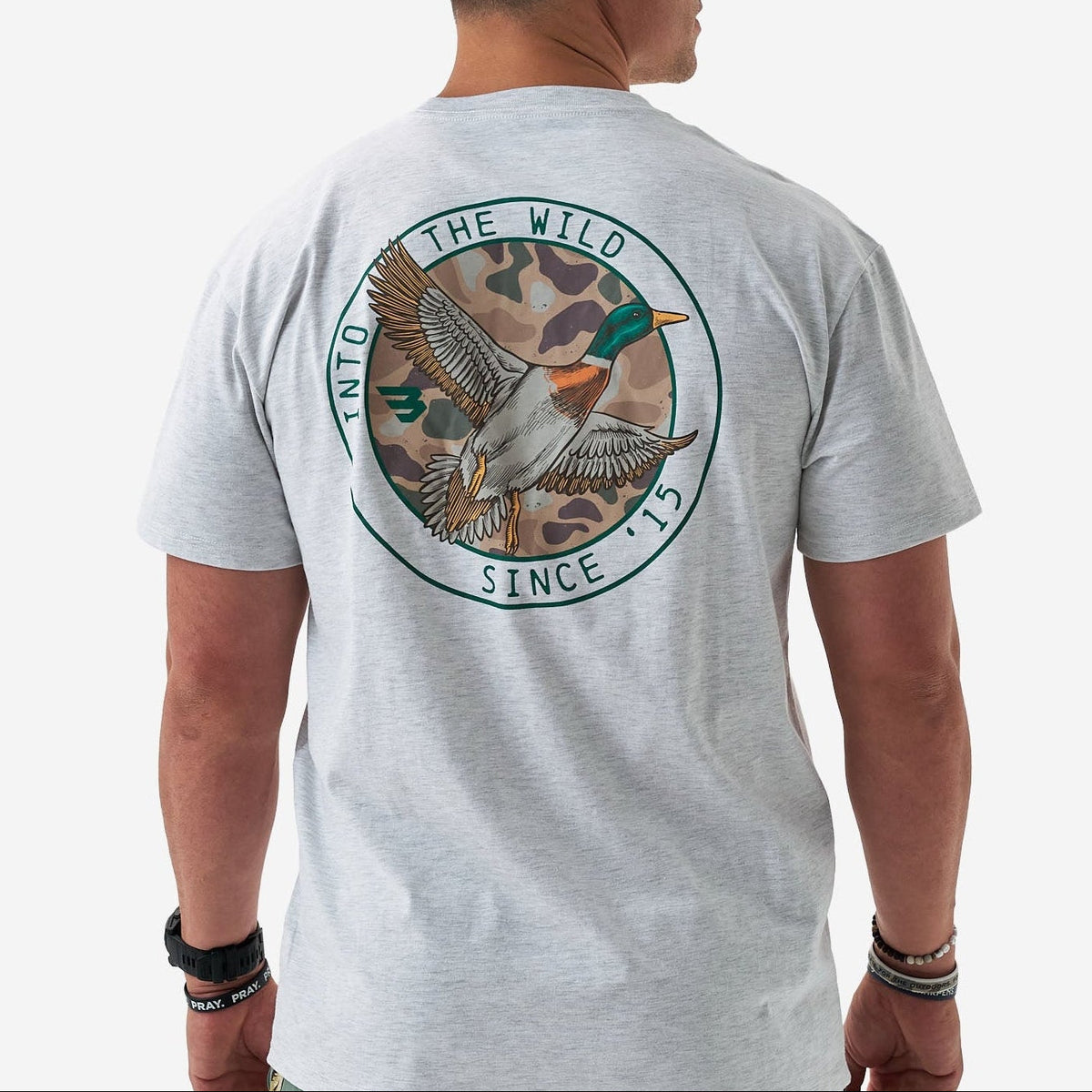 Short Sleeve Tee - Camo Mallard Duck - Ash Grey