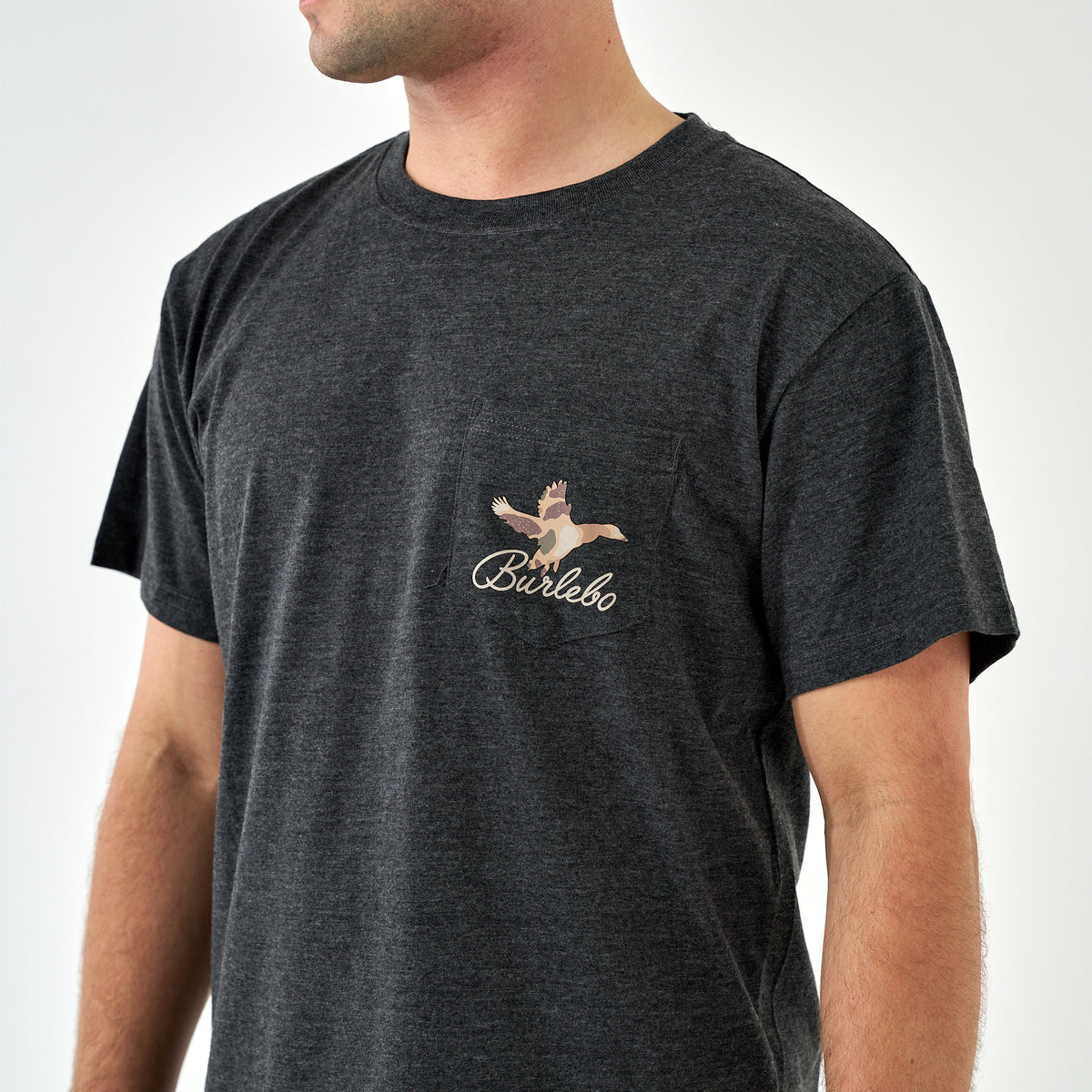 Short Sleeve Tee - Ducks Flying In - Heather Black
