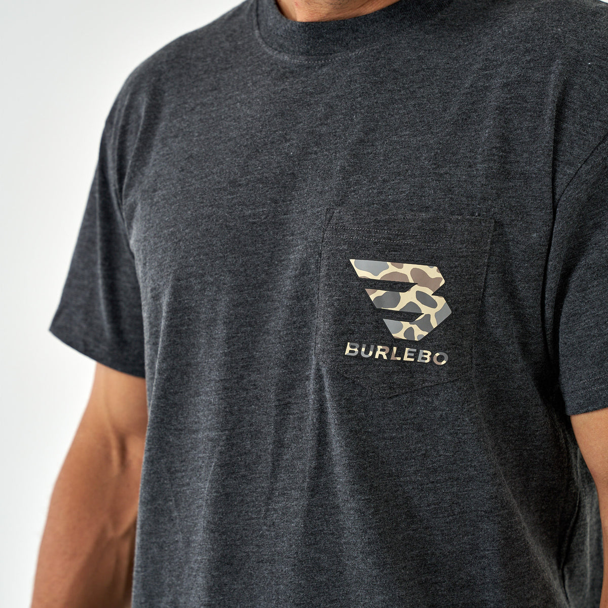 SS - Flying B Deer Camo Logo - Heather Black