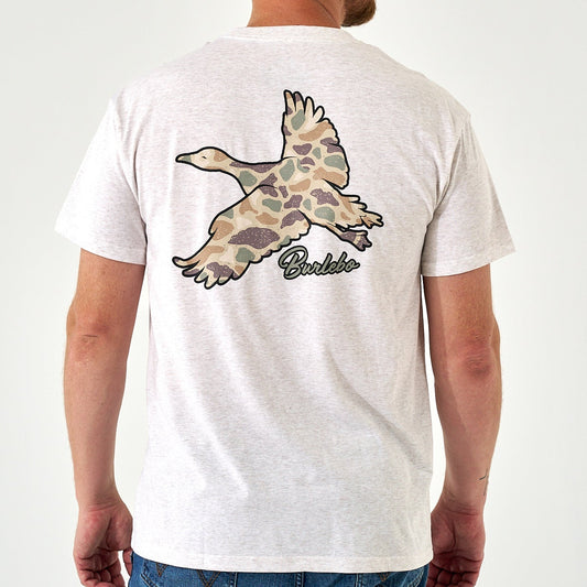 Short Sleeve Tee - Flying Pintail Camo Duck - Heather Oat