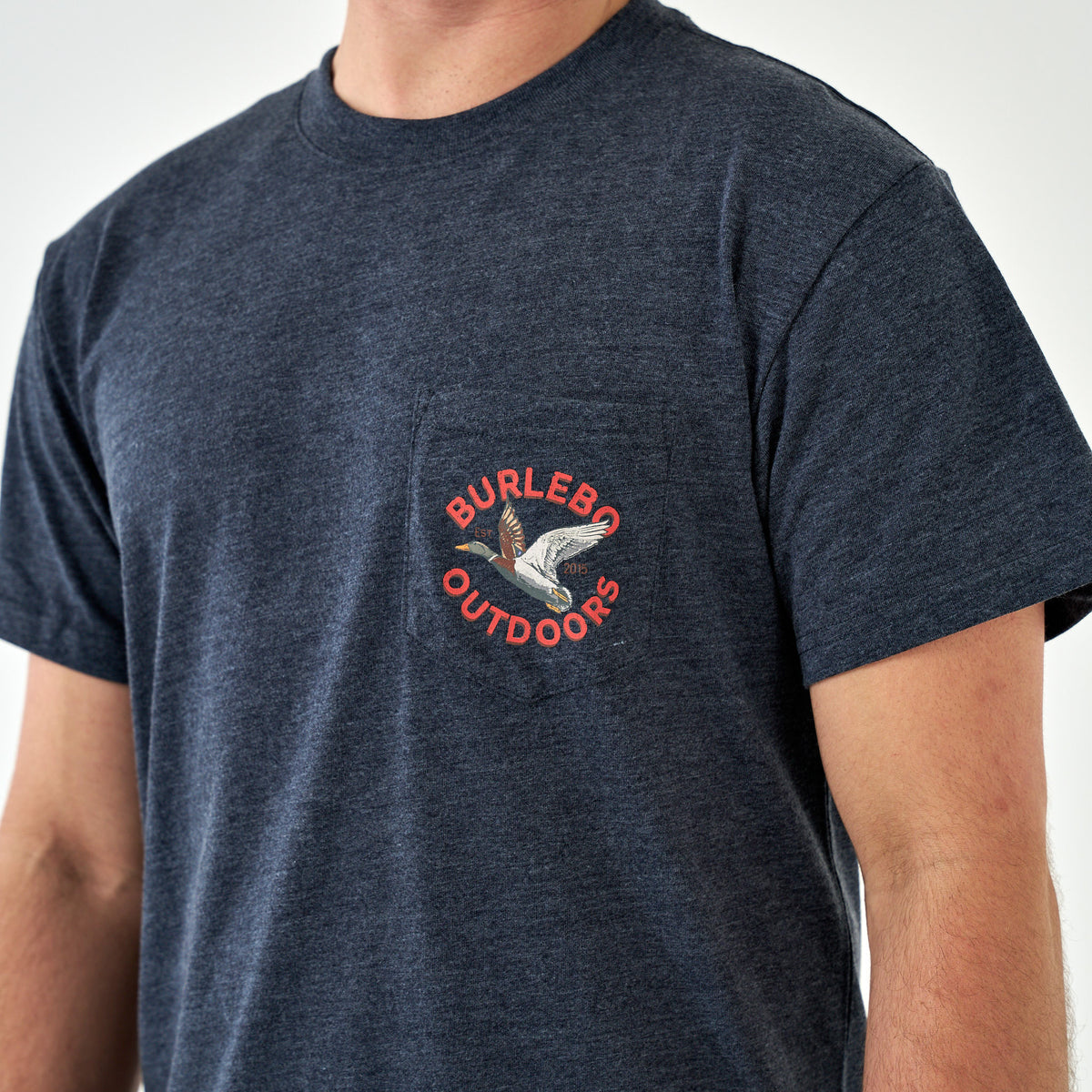 Short Sleeve Tee - Old School Duck Hunt - Heather Navy