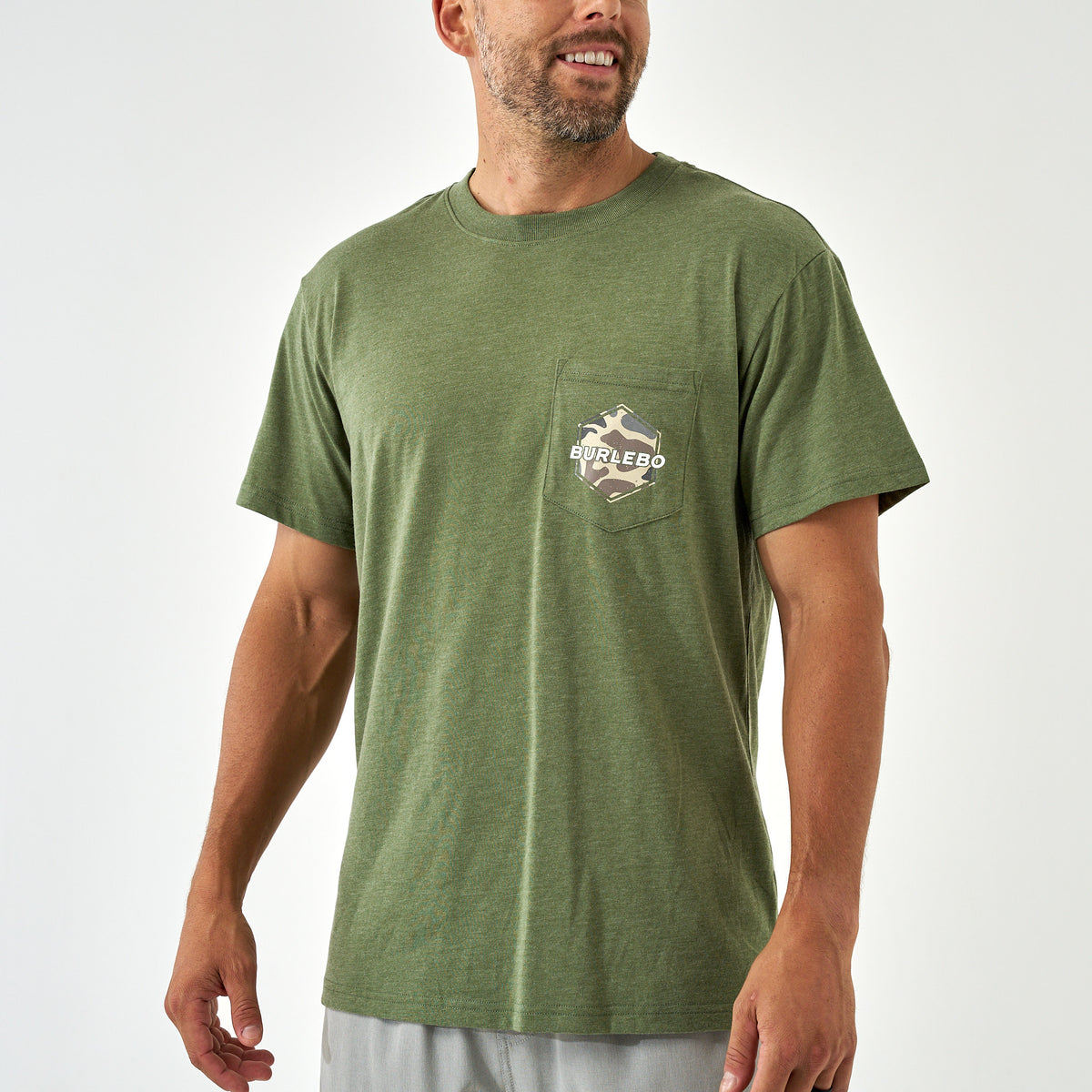 Short Sleeve Tee - Rad Dad Deer Camo - Heather Olive
