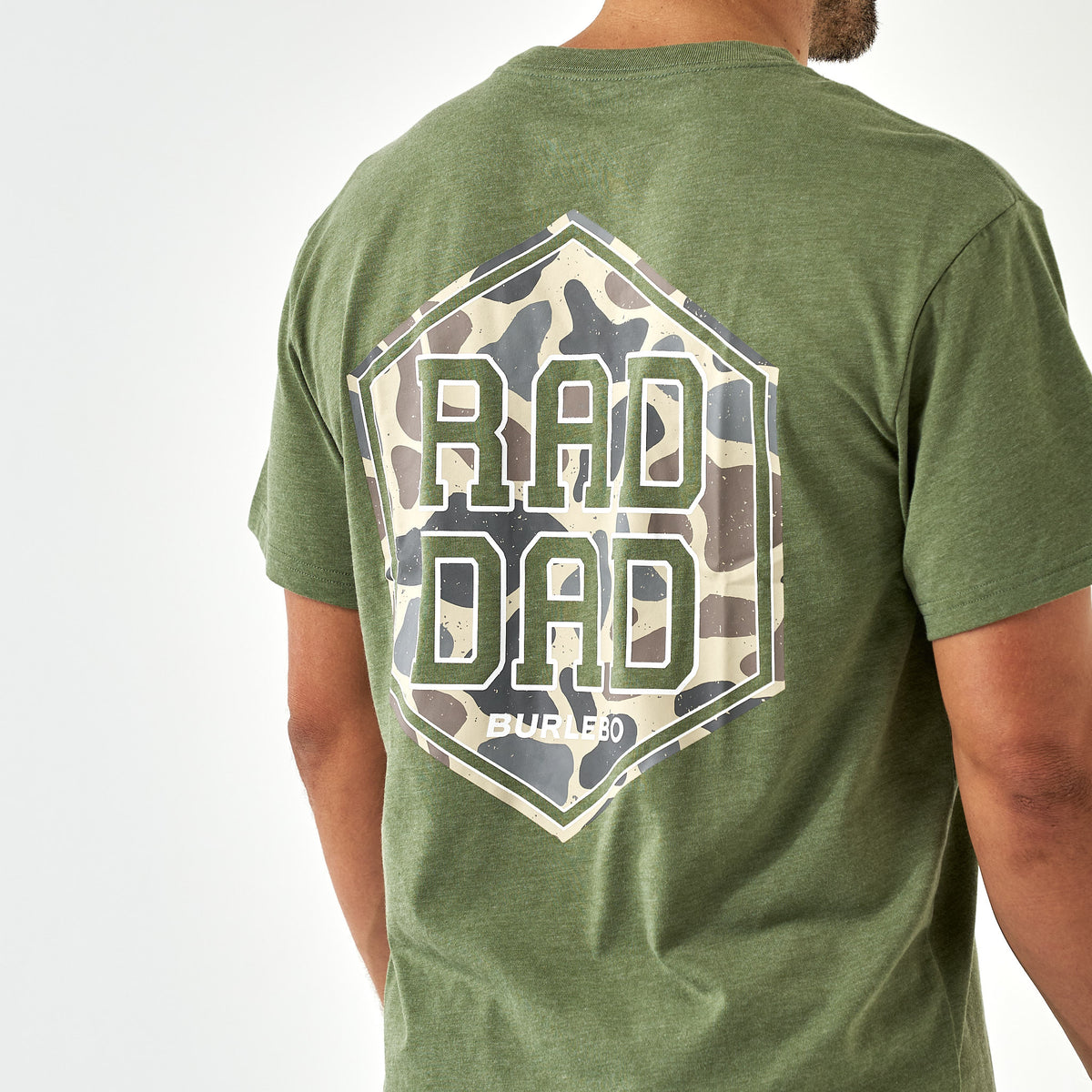 Short Sleeve Tee - Rad Dad Deer Camo - Heather Olive