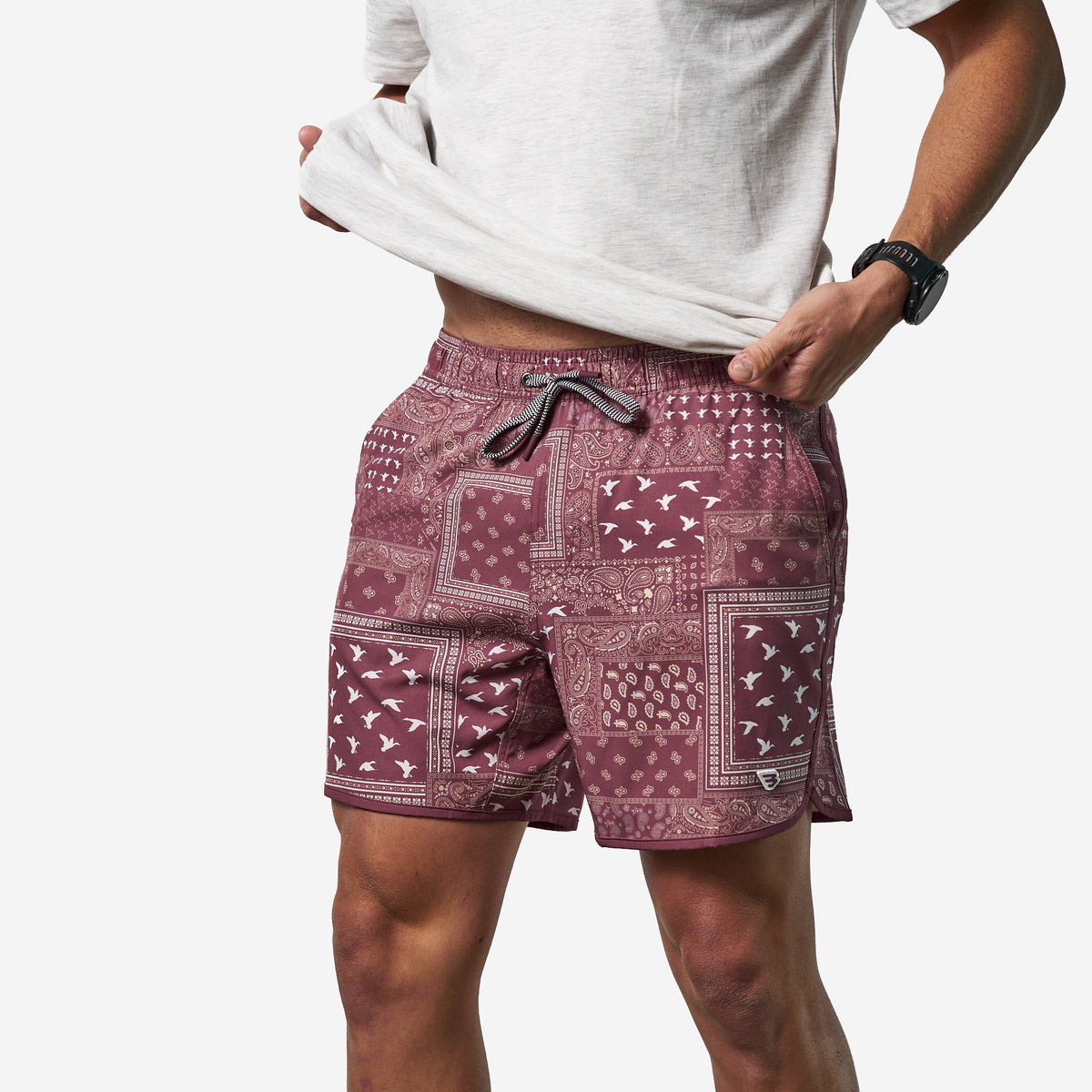 Swim Trunk - Paisley Duck - Maroon