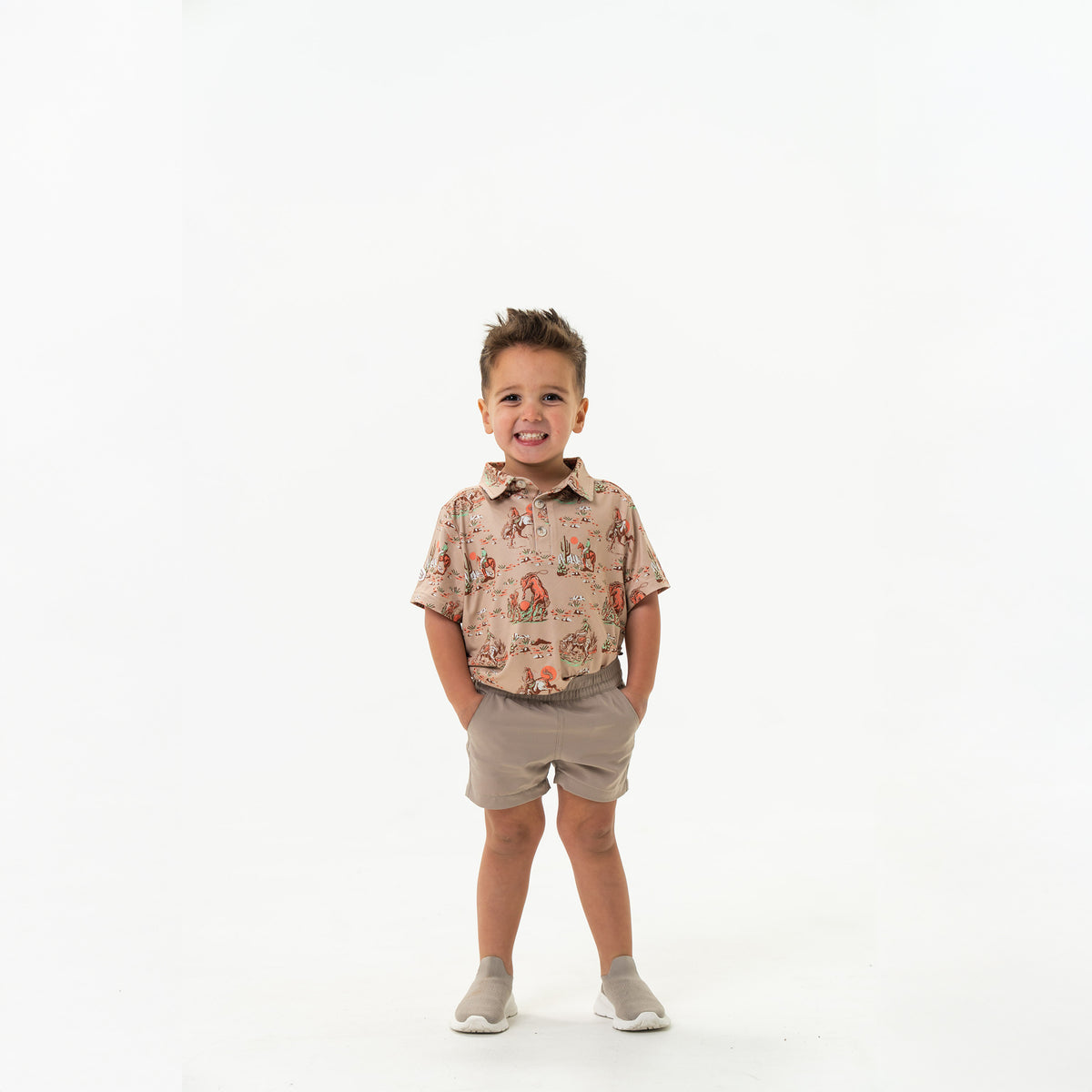Youth Performance Polo - Cowboy Up Khaki