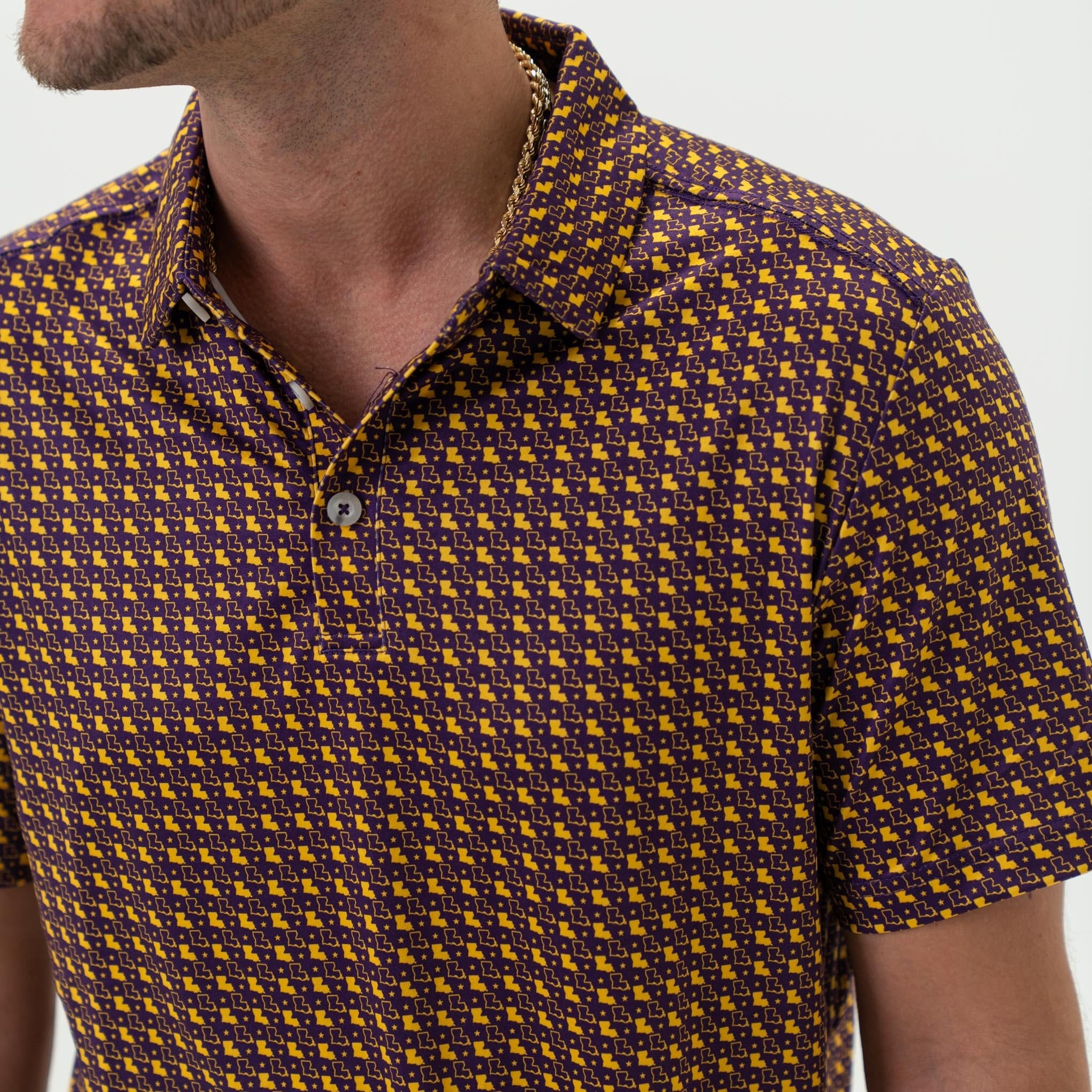 Louisiana Performance Polo | Purple & Yellow | BURLEBO
