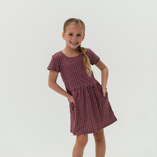 Youth Moxie Dress - Texas - Maroon & Grey