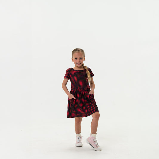 Youth Moxie Dress - Georgia - Black & Red