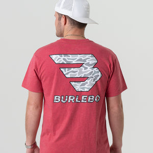 SS - Flying B White Camo Logo - Heather Crimson