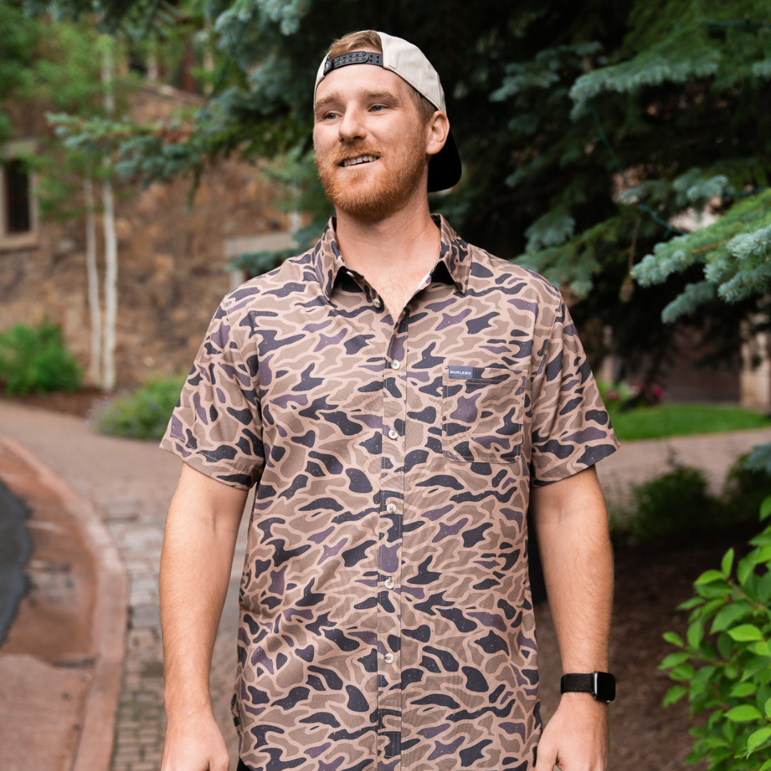 Burlebo Performance Button-Up Short-Sleeve Shirt - Gauge Camo Burlebo Performance Button-Up Short-Sleeve Shirt - Gauge Camo