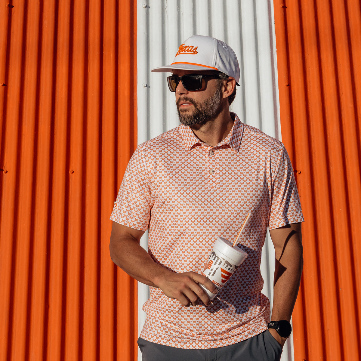 Performance Polo - WHATA Logo - Orange & White