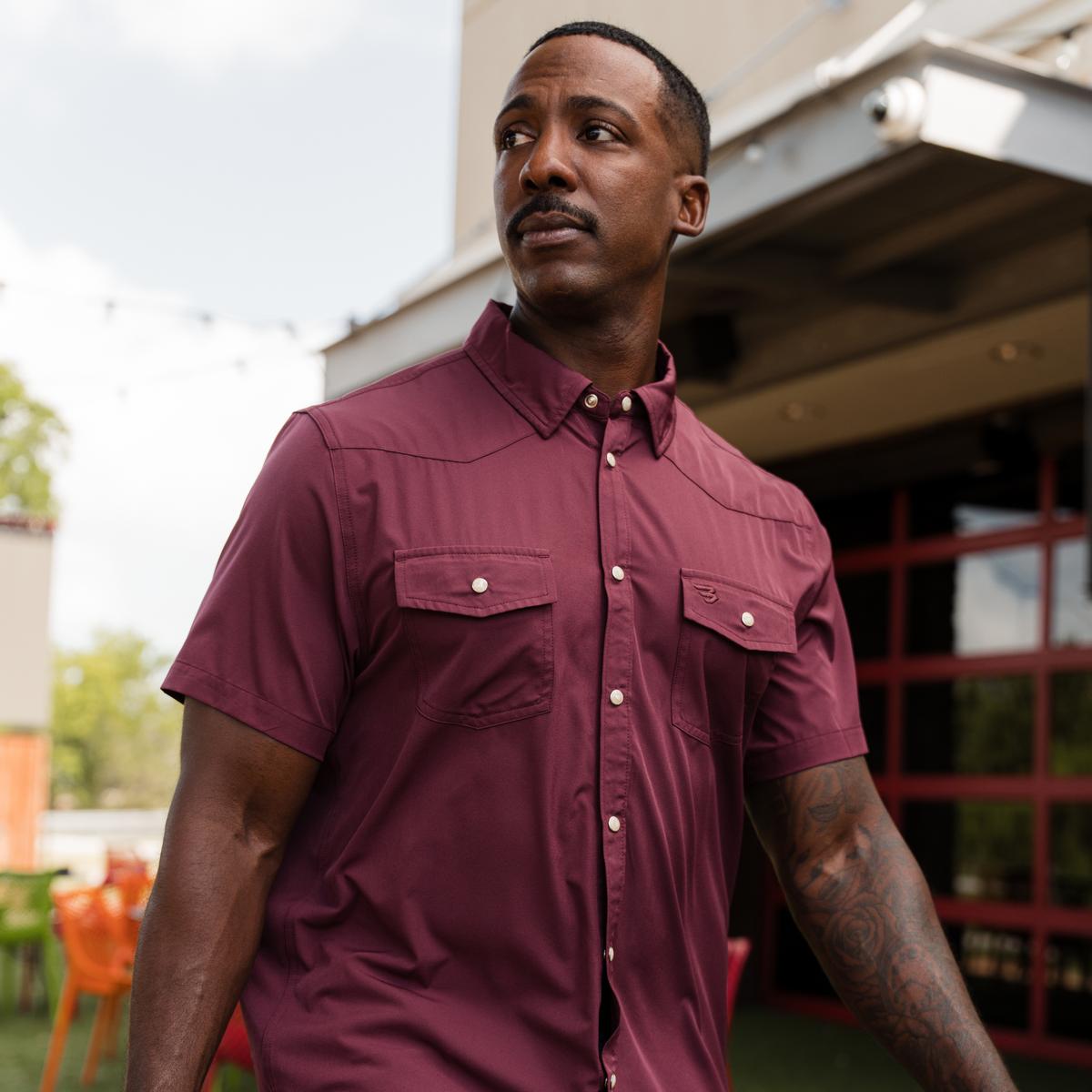 western dress shirt Burlebo Maroon Performance Western Shirt M