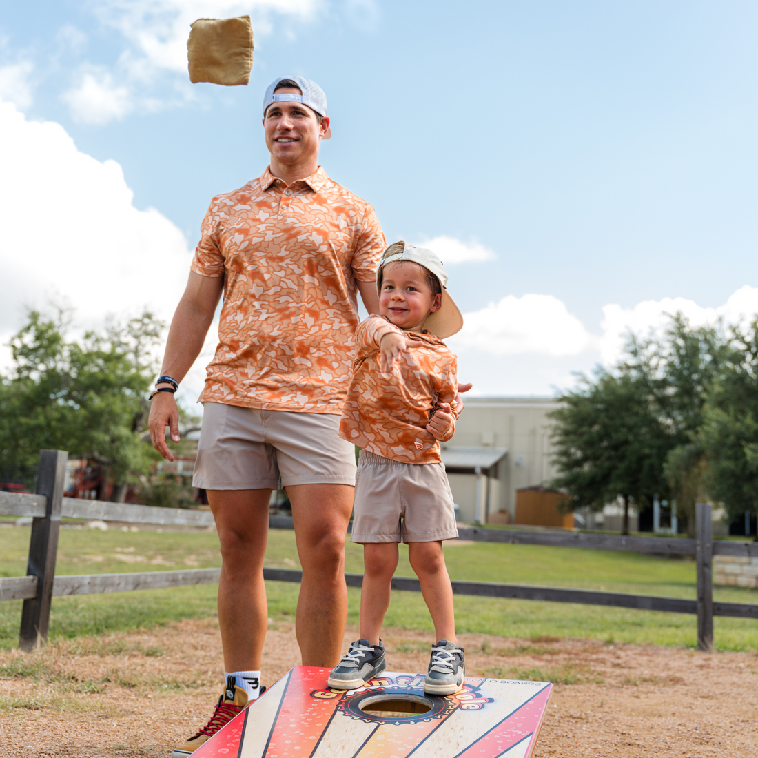 Orange Texas Camo Performance Polo | BURLEBO