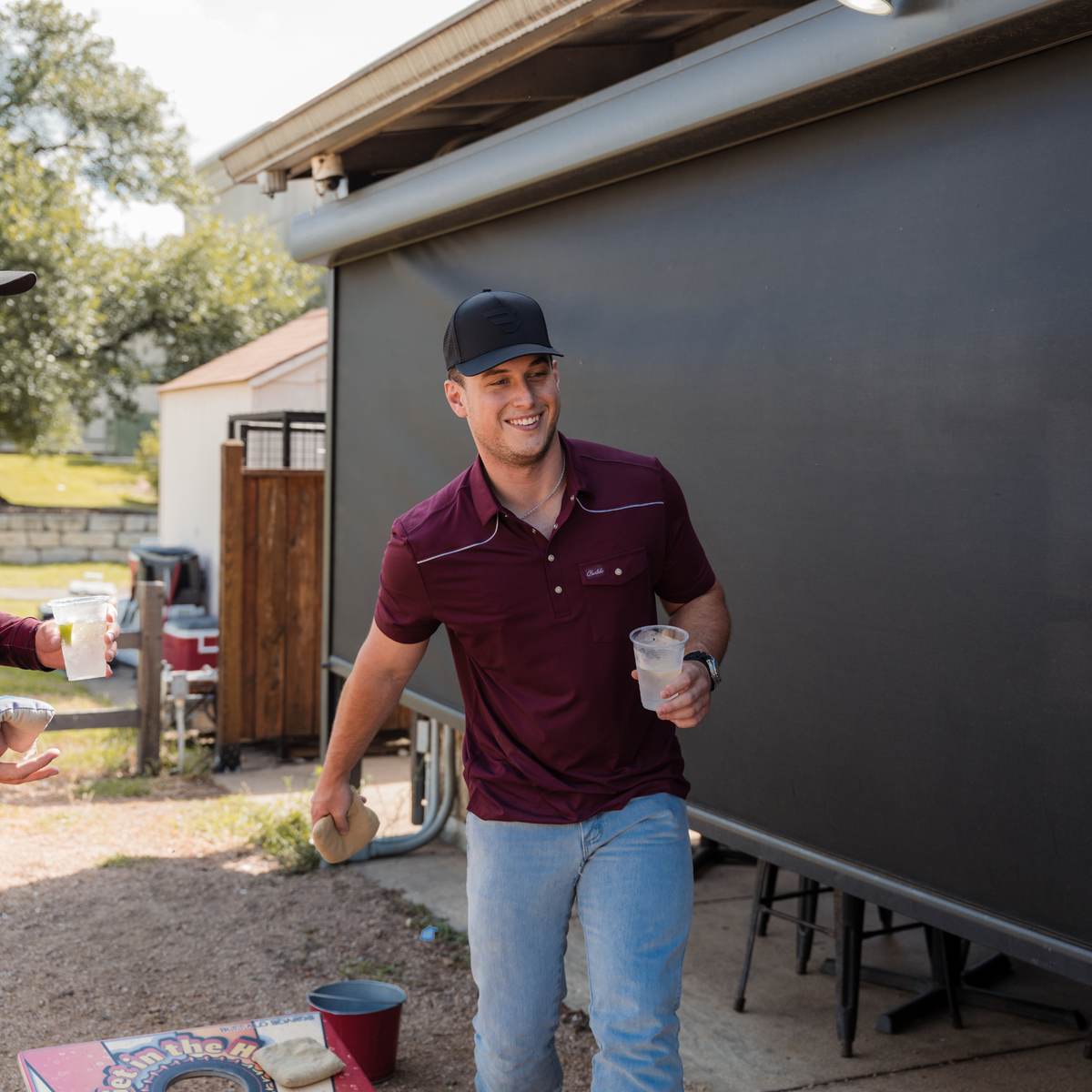 Pearl Snap Performance Polo - Maroon