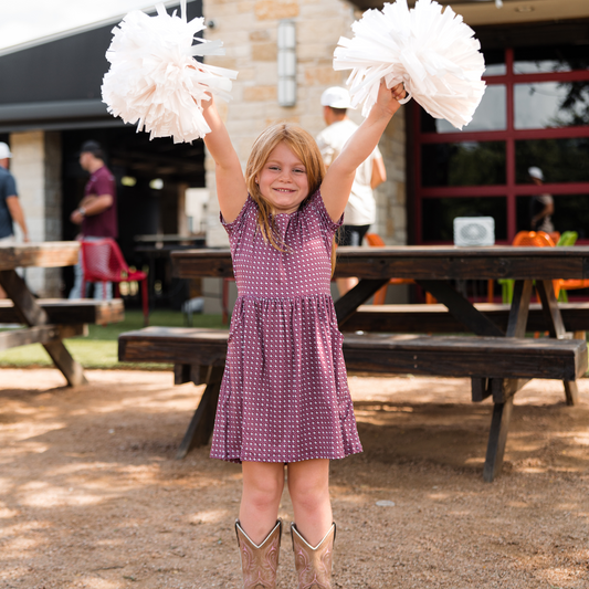 Youth Moxie Dress - Texas - Maroon & Grey