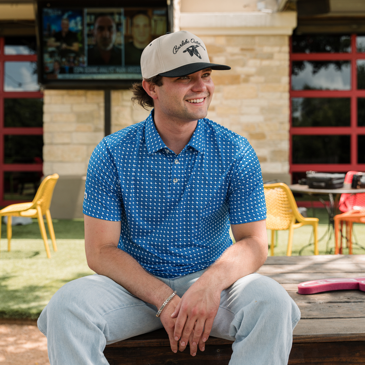 Performance Polo - Texas Blue & White