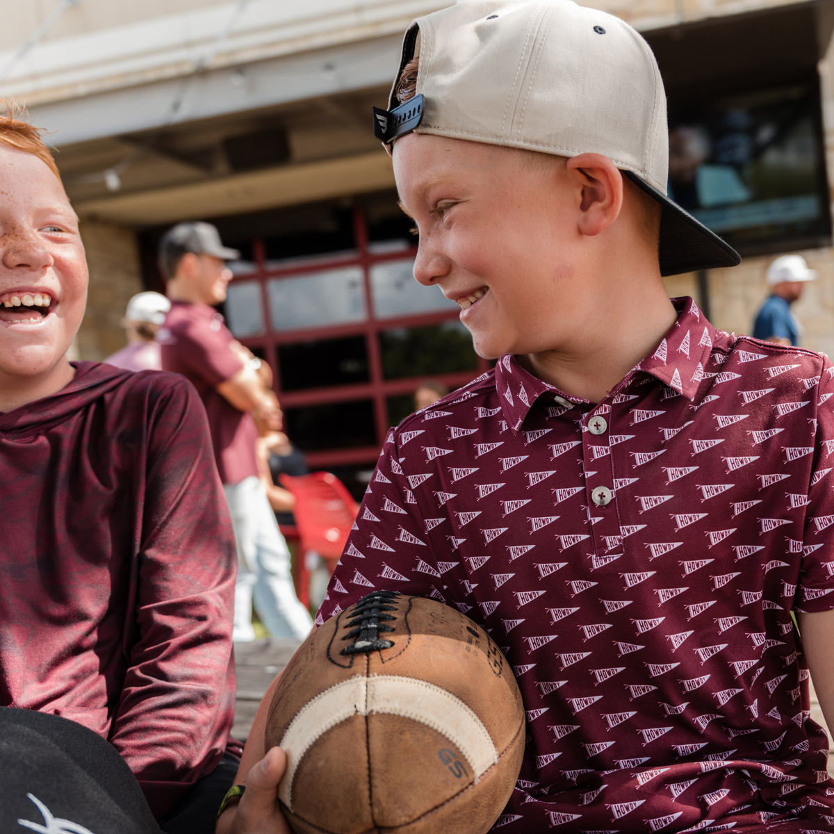 Youth - Performance Polo - Howdy Pennants - Maroon