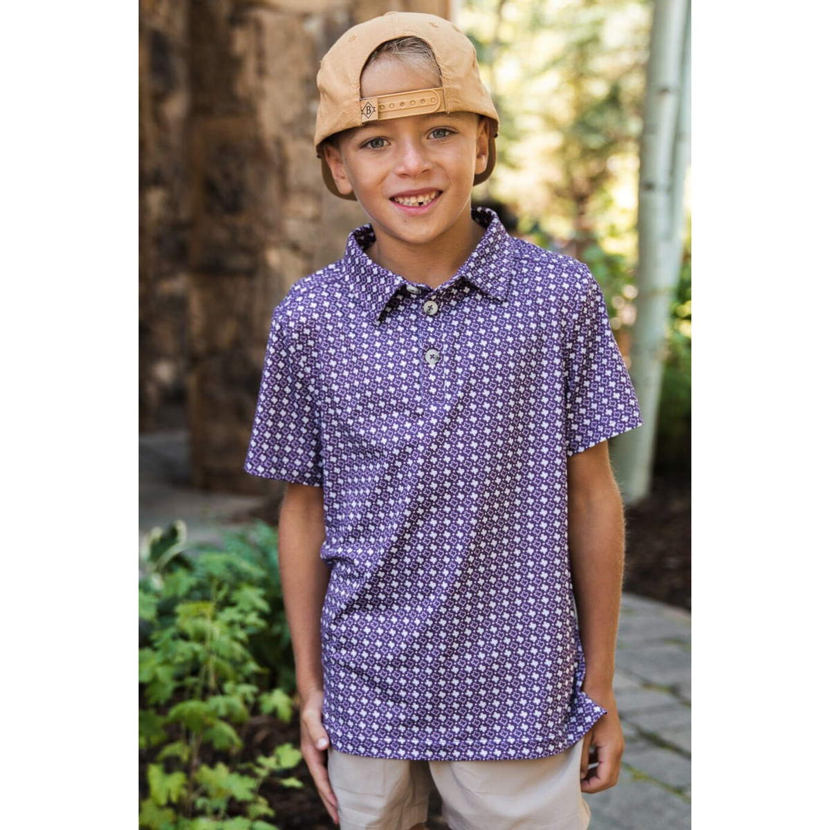 Youth Polo - Texas - Purple & White