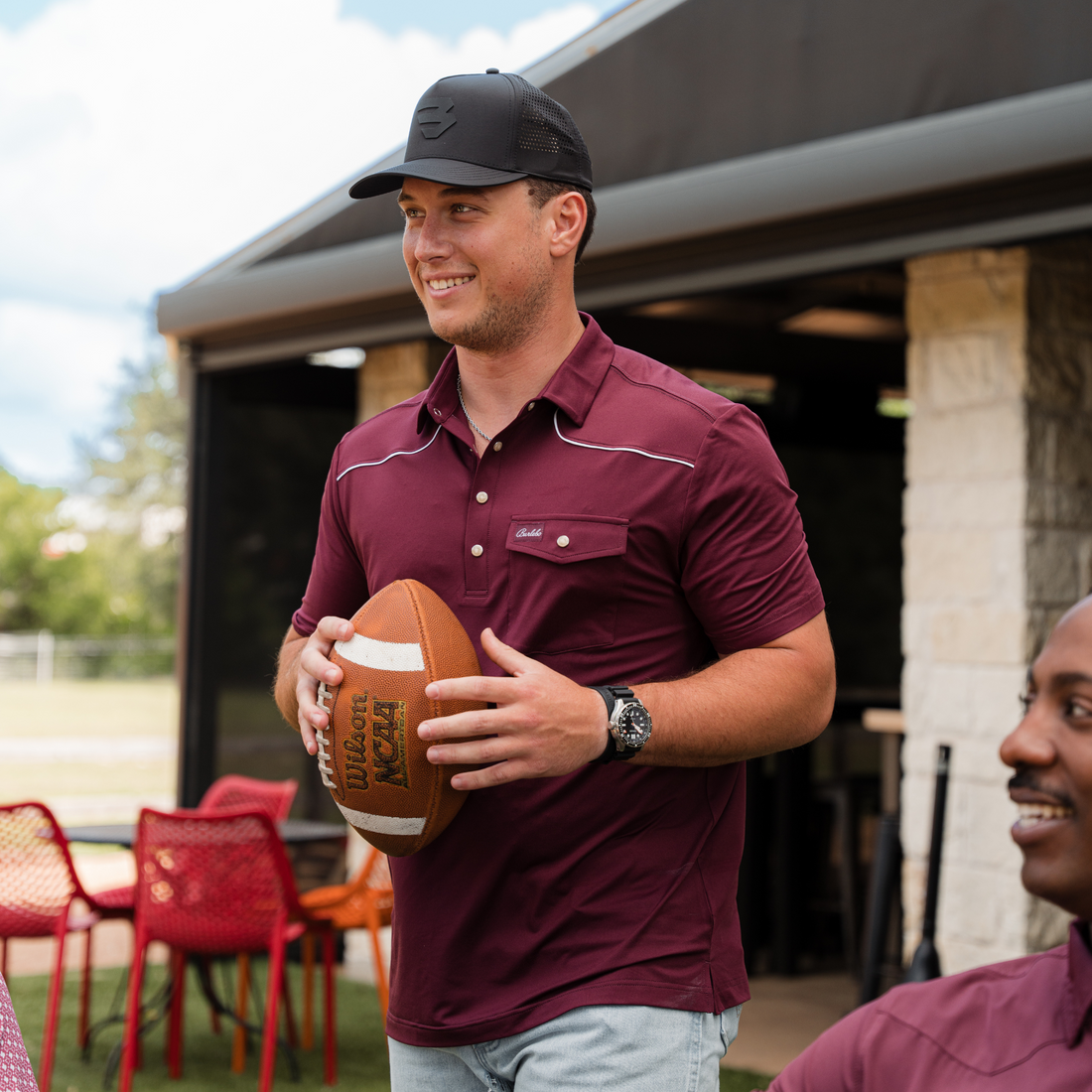 Maroon Pearl Snap Performance Polo | BURLEBO