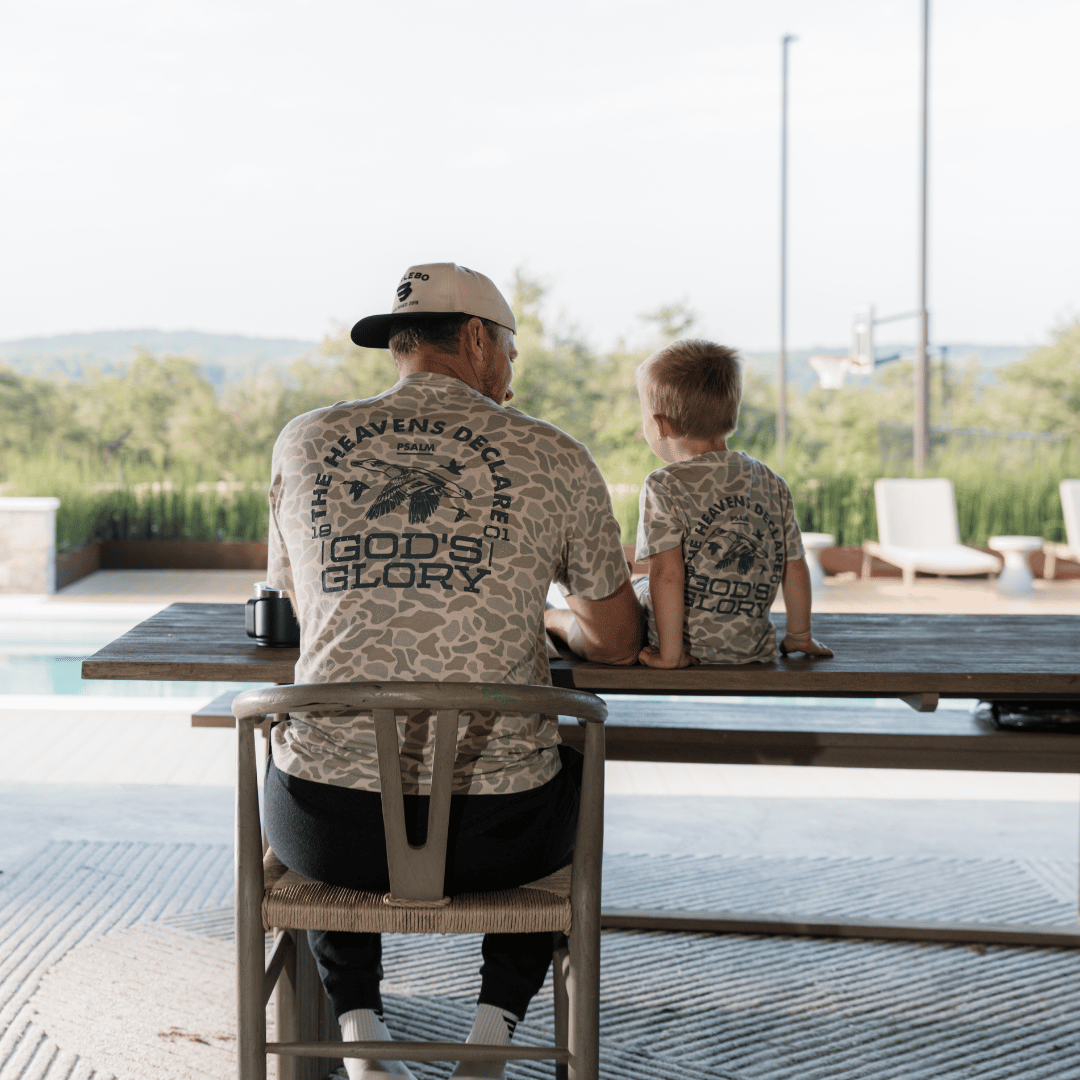 Father and Son Bundle - Vintage Washed Tee - God's Glory - Classic Deer Camo