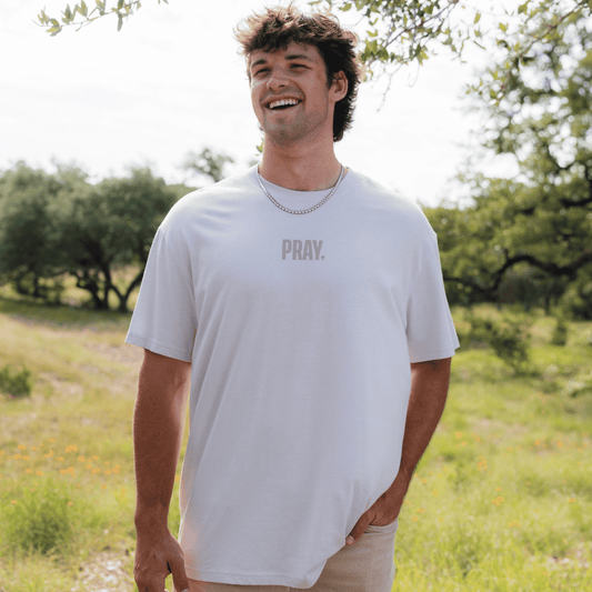 Father and Son Bundle - Vintage Washed Tee - PRAY - Light Grey