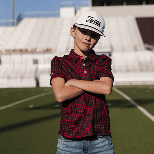 Youth Performance Polo - Vintage Helmets - Black and Red