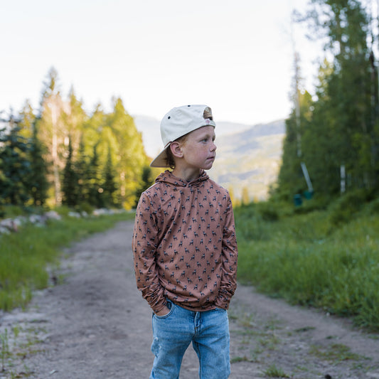 Youth Performance Hoodie - Whitetail Deer - Brown