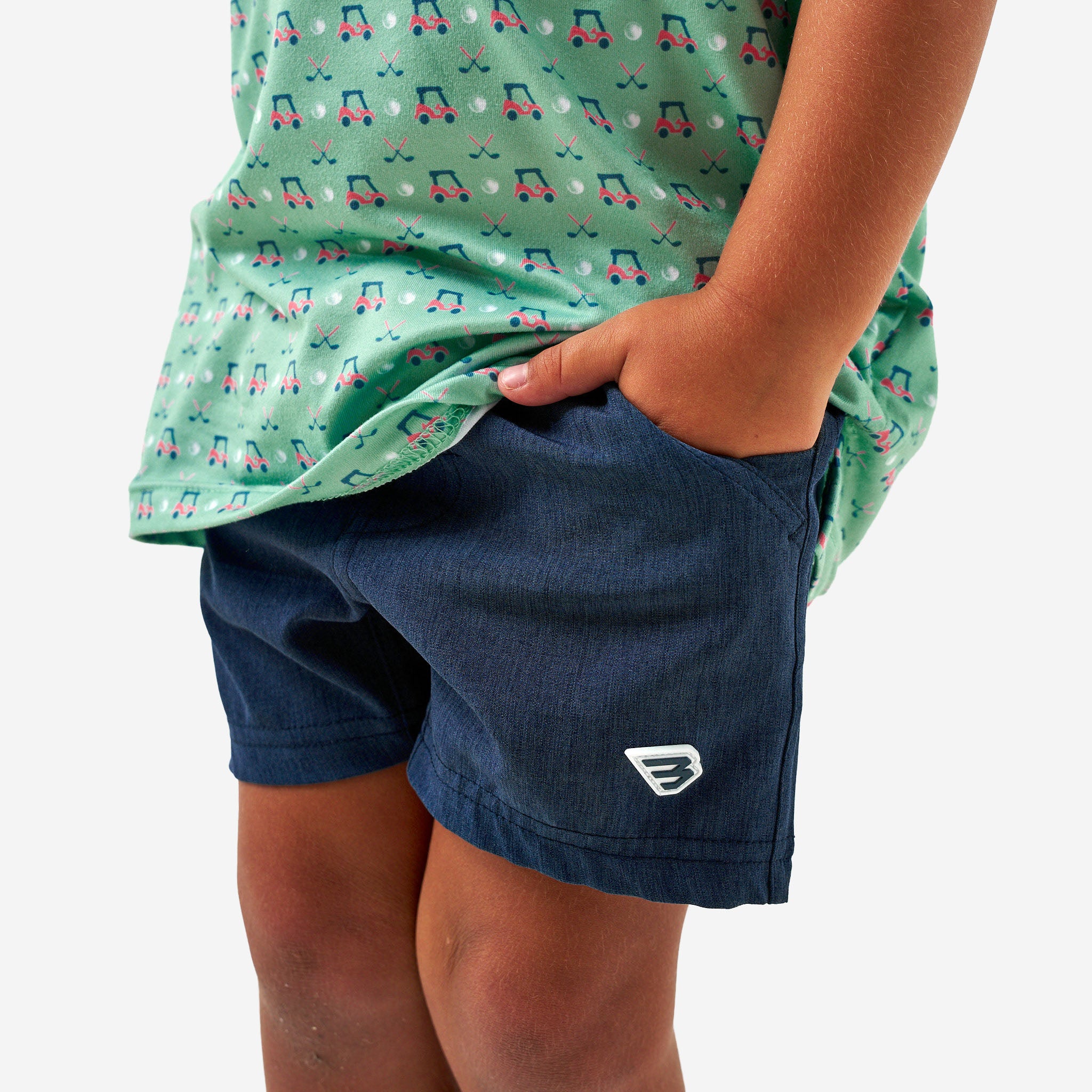 Youth Short | Heather Navy | American Flag Liner | BURLEBO
