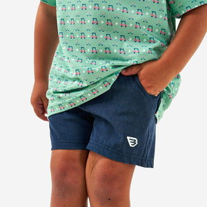 Youth Athletic Short - Heather Navy - American Flag Liner
