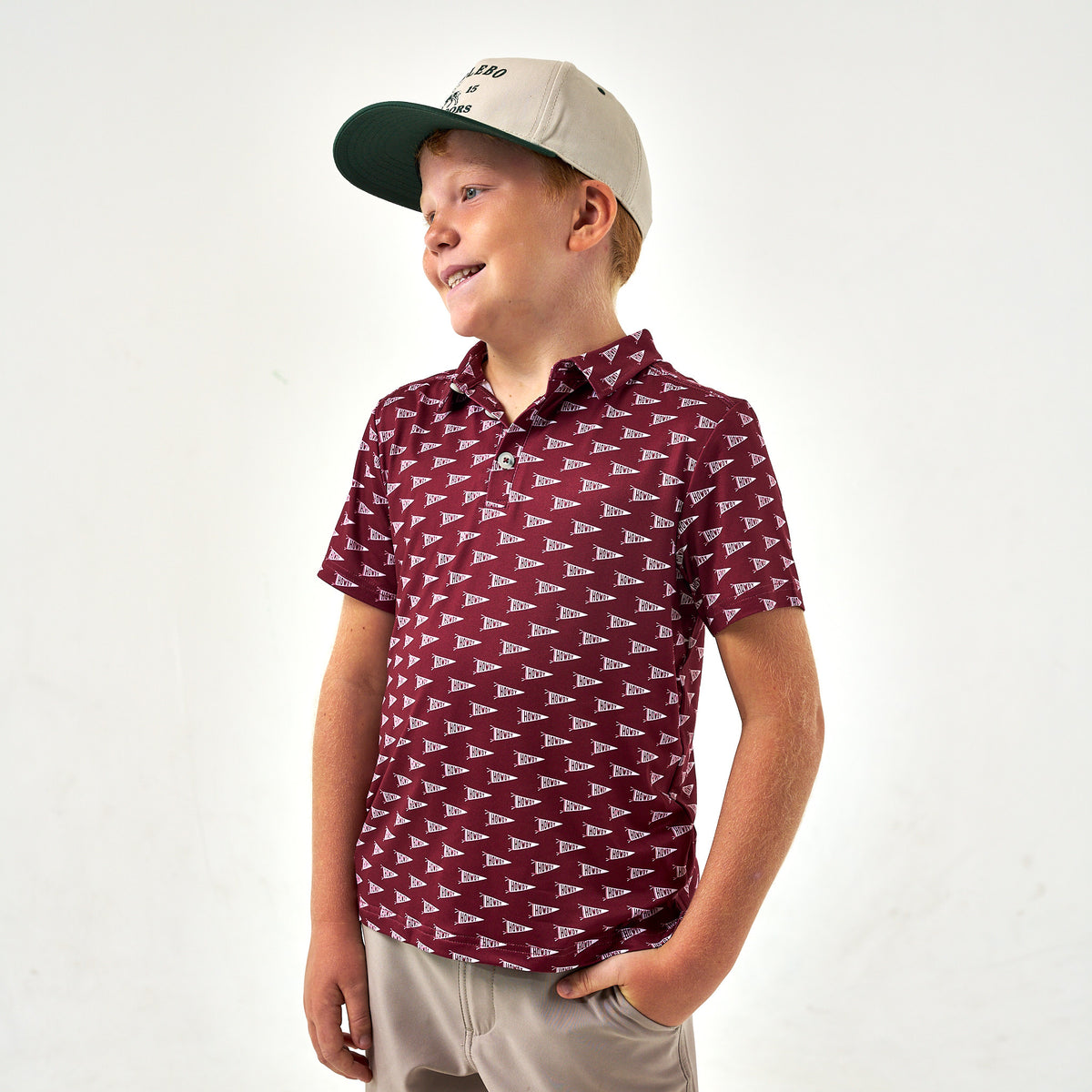 Youth - Performance Polo - Howdy Pennants - Maroon