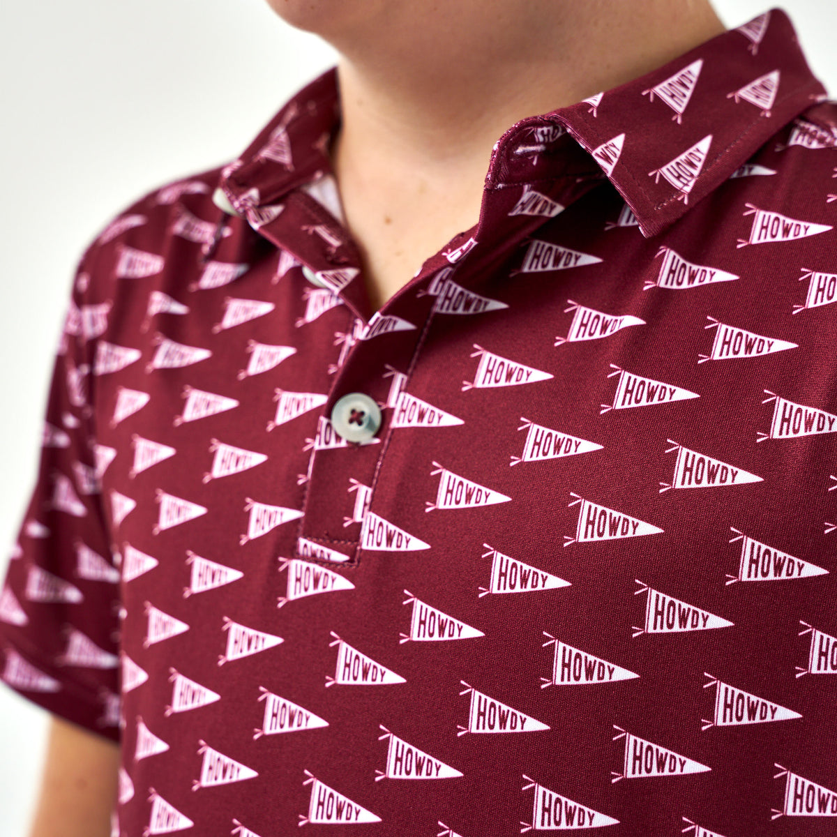 Youth - Performance Polo - Howdy Pennants - Maroon