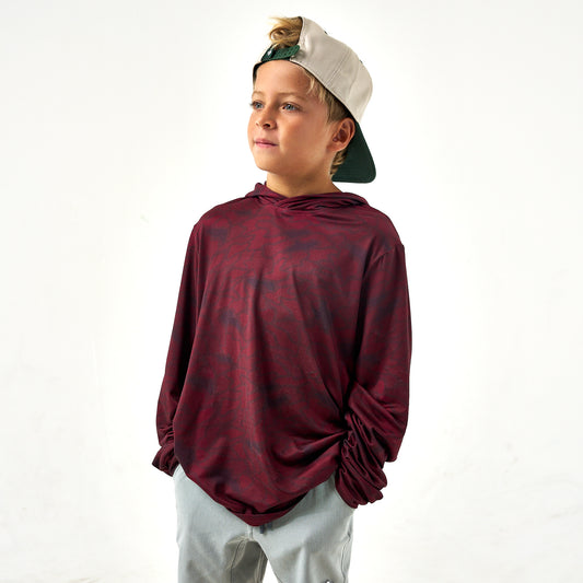 Youth Performance Hoodie - Maroon Texas Camo