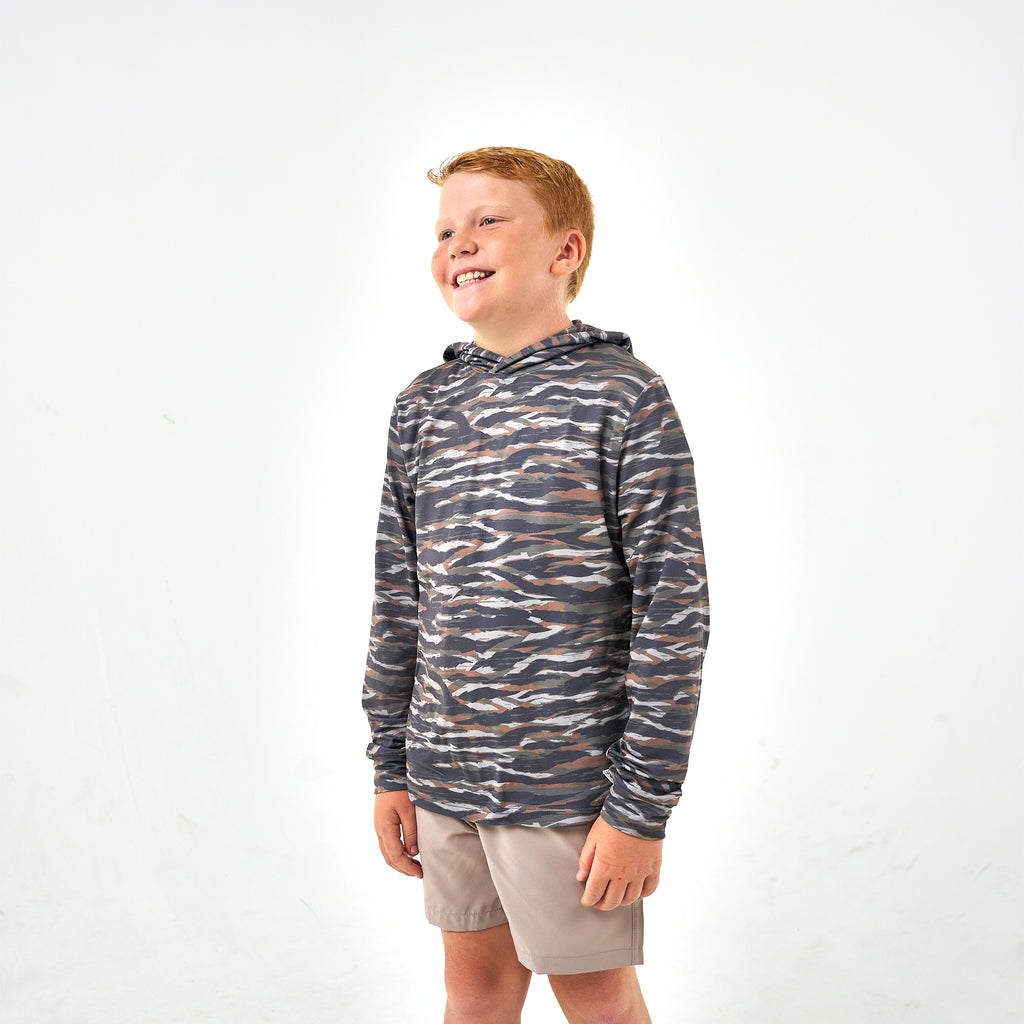 Burlebo Youth Performance Hoodie in Vintage Camo