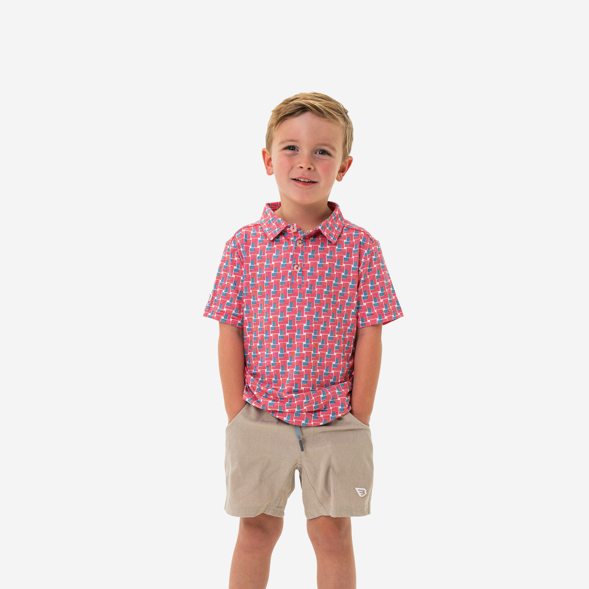 Youth Performance Polo - American Flag Print