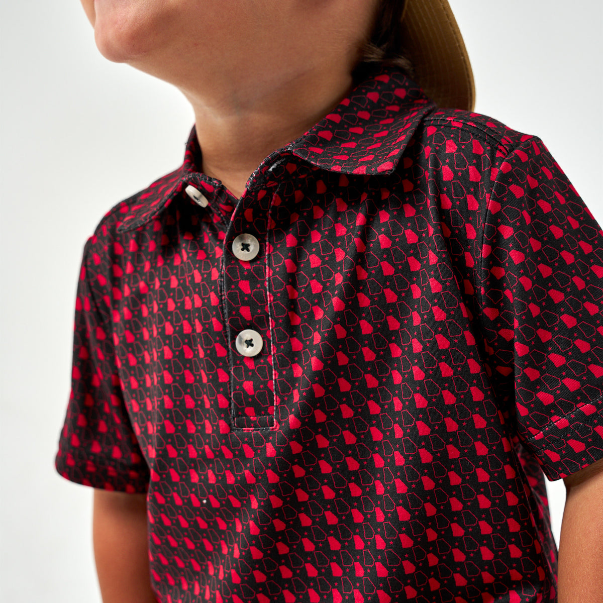 Youth Polo - Georgia - Black & Red
