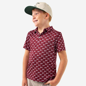 Youth Performance Polo - Howdy Pennants - Maroon