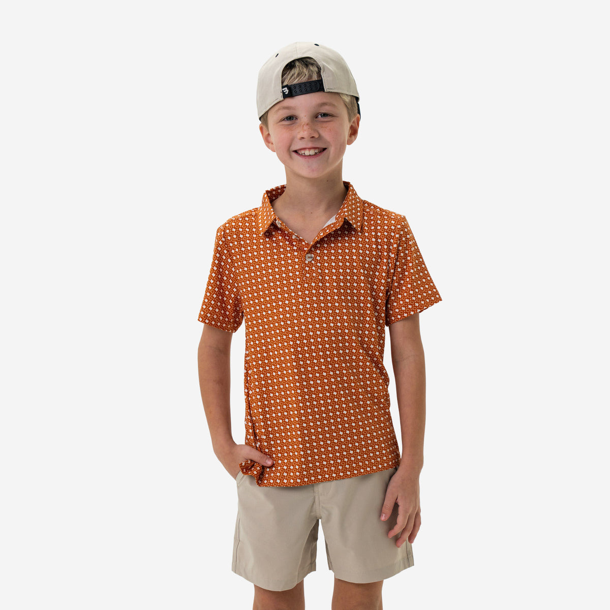 Youth Performance Polo - Texas - Orange & White