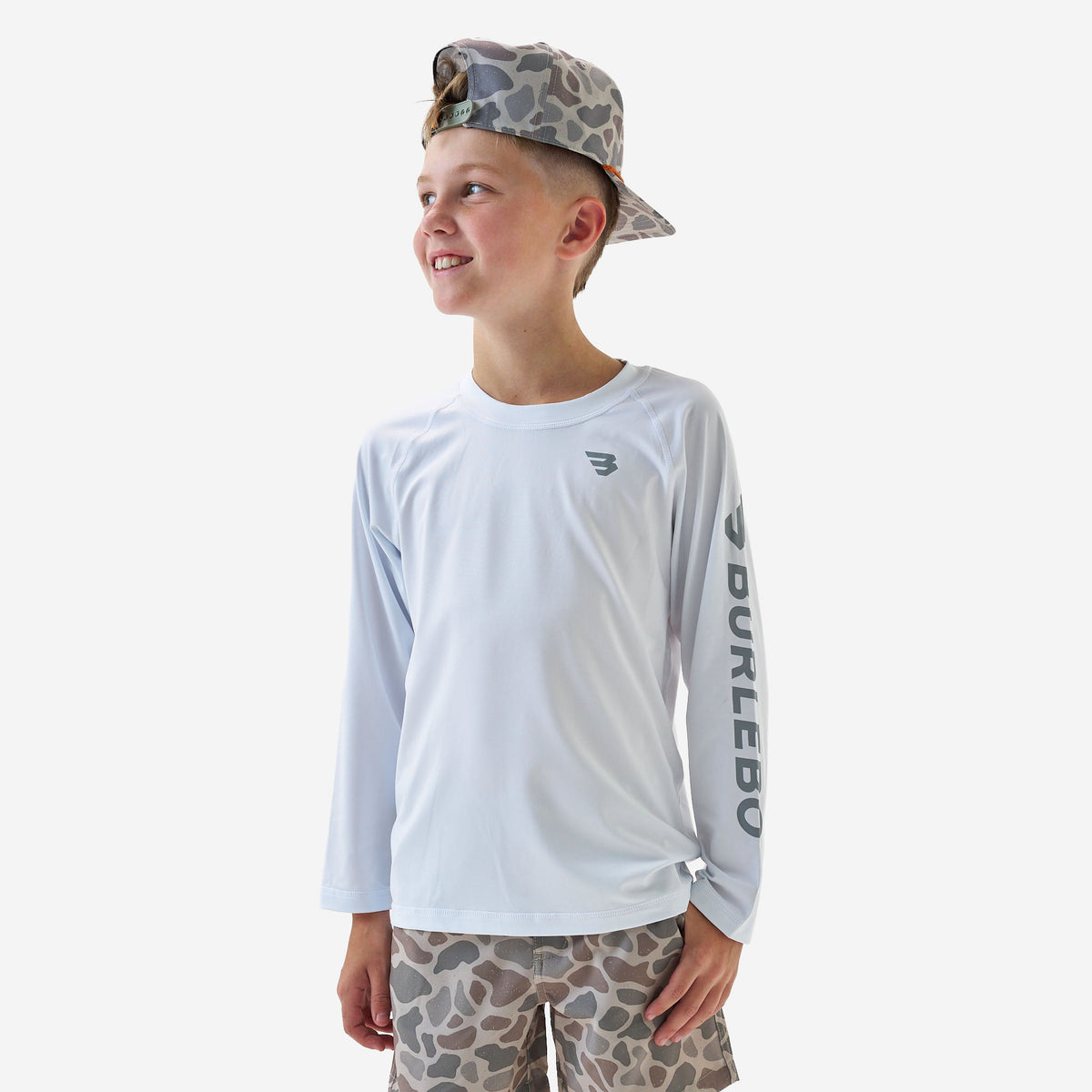 Youth Rash Guard - White and Light Grey