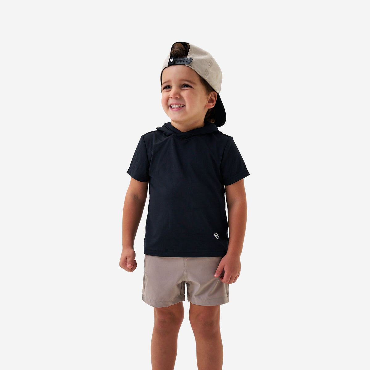 Youth Short Sleeve Performance Hoodie - Black