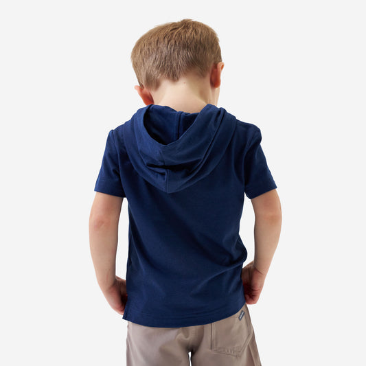 Youth Short Sleeve Performance Hoodie - Navy